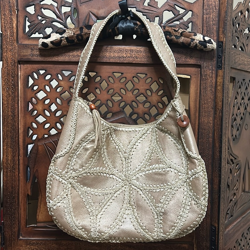 The Sak Pink Label Embroidered Leather Hobo Bag